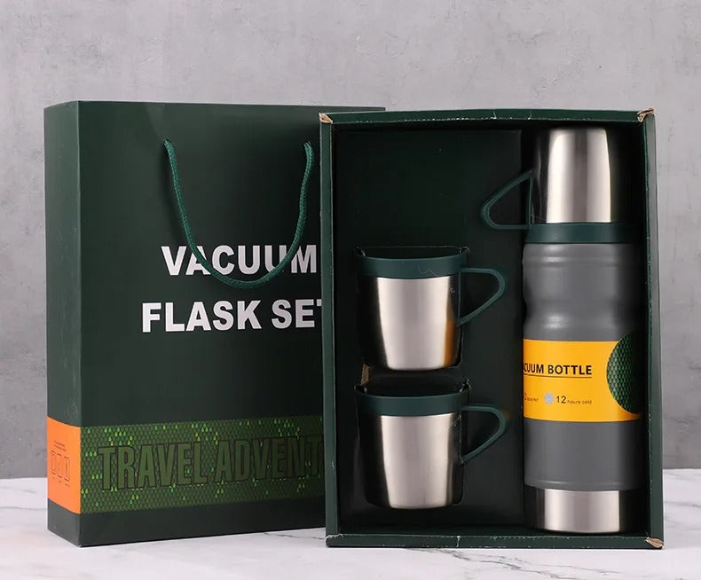 Termo de Viagem e copos para Água Quente e Café - 680ml, 3 Peças