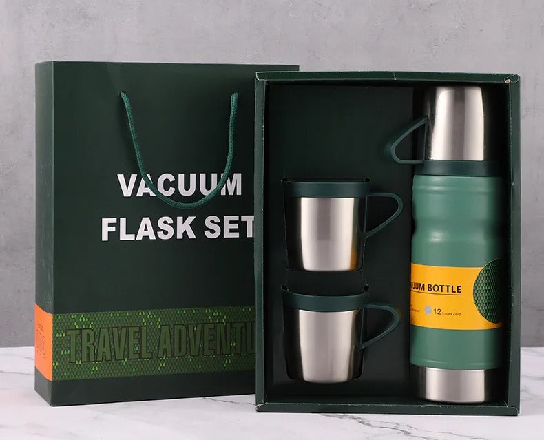 Termo de Viagem e copos para Água Quente e Café - 680ml, 3 Peças