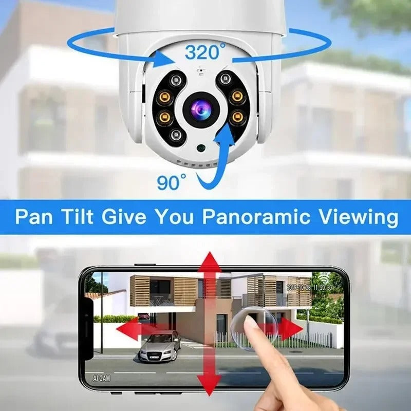 Câmera de Vigilância Speed Dome 4K PTZ 8MP – IP WiFi para Casa Inteligente ao Ar Livre