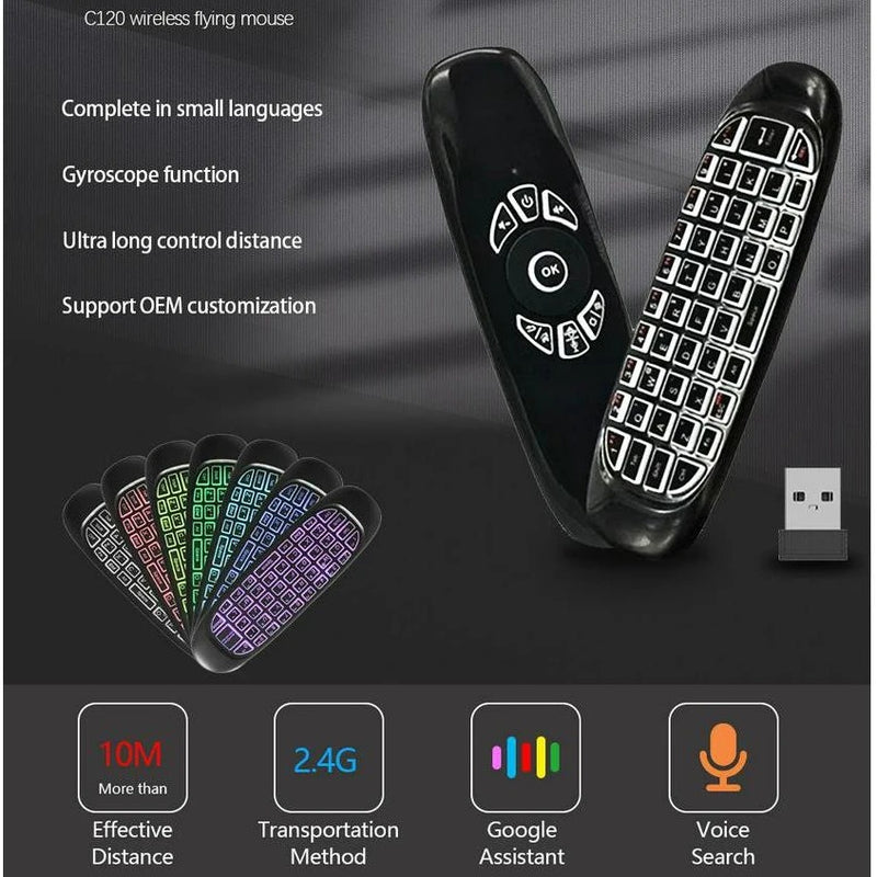 Air Mouse Universal com Teclado e Luz LED